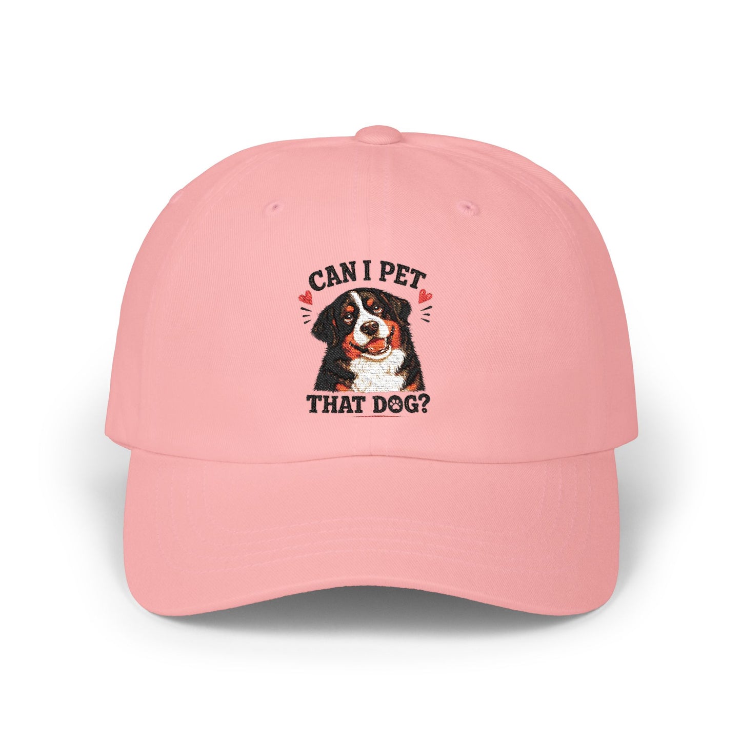 Dad Cap — "Can I Pet That Dog?" Bernese Mountain Dog Embroidered Hat