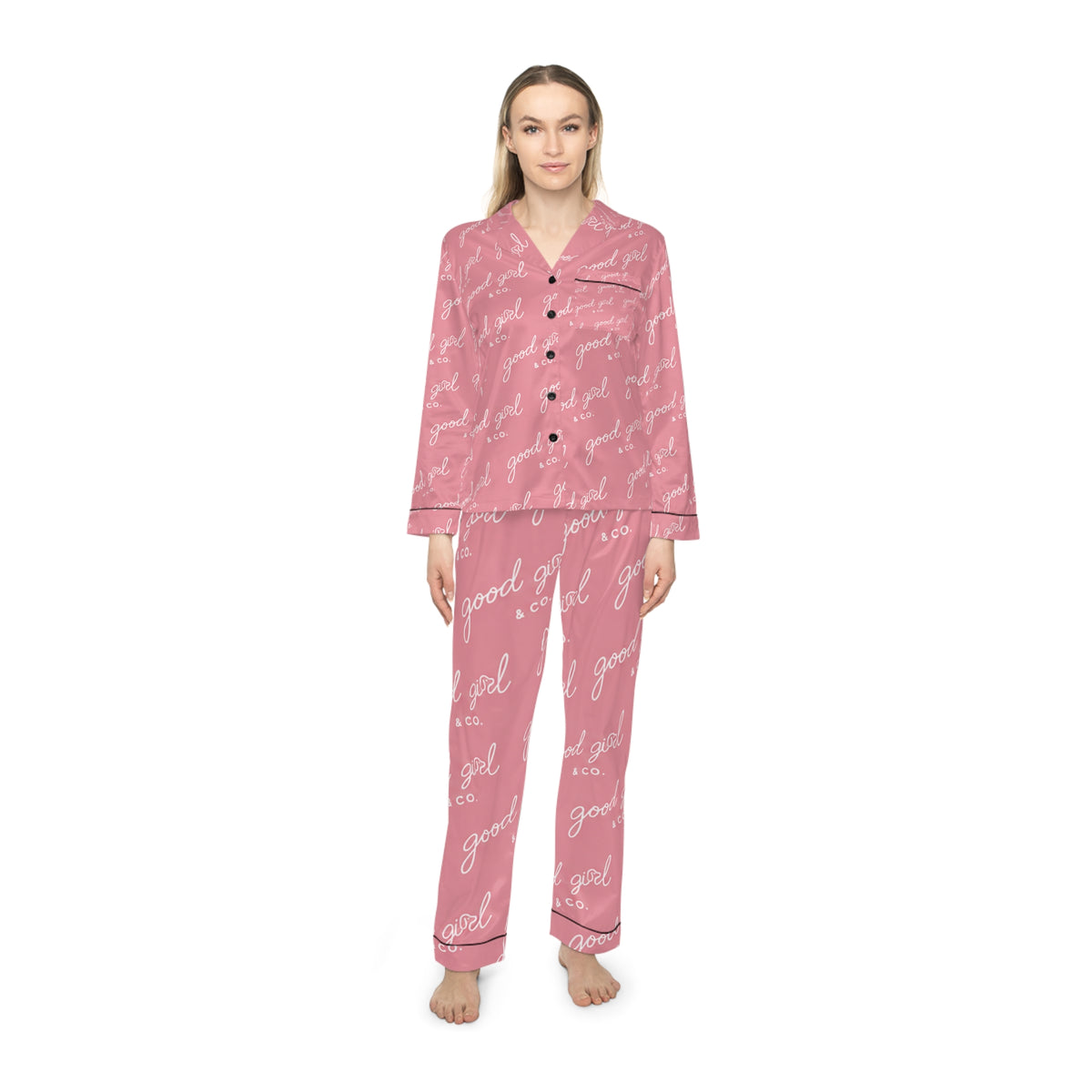 Good Vibes Pink Satin Pajamas