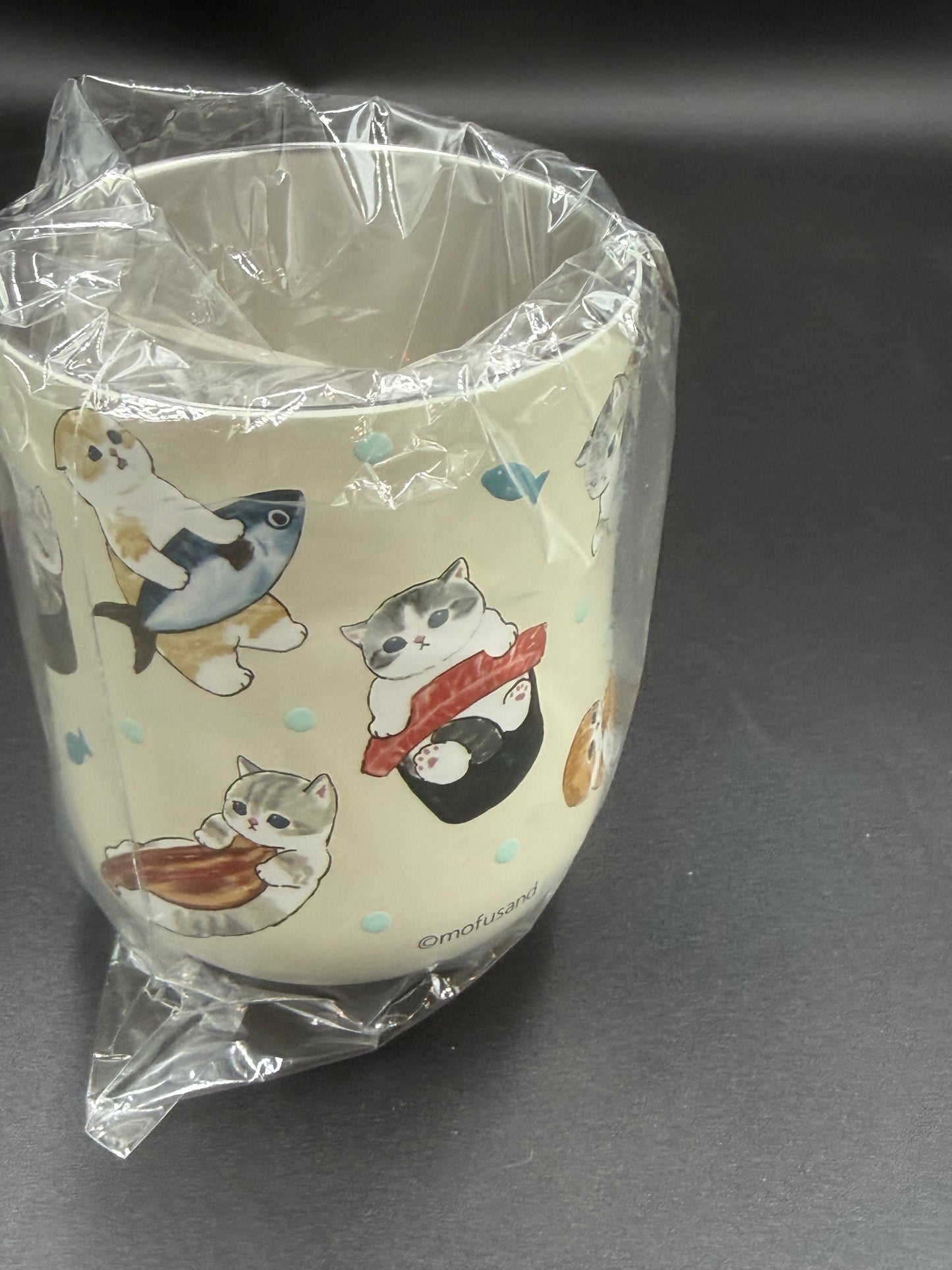 Mofusand Enamel-Style Cat Mug | Sushi &amp; Fish Edition